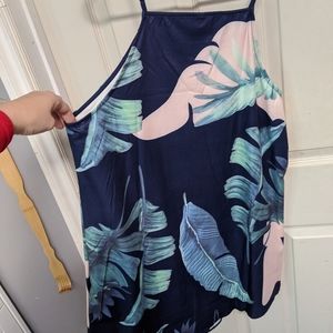 Blue leaf mini dress